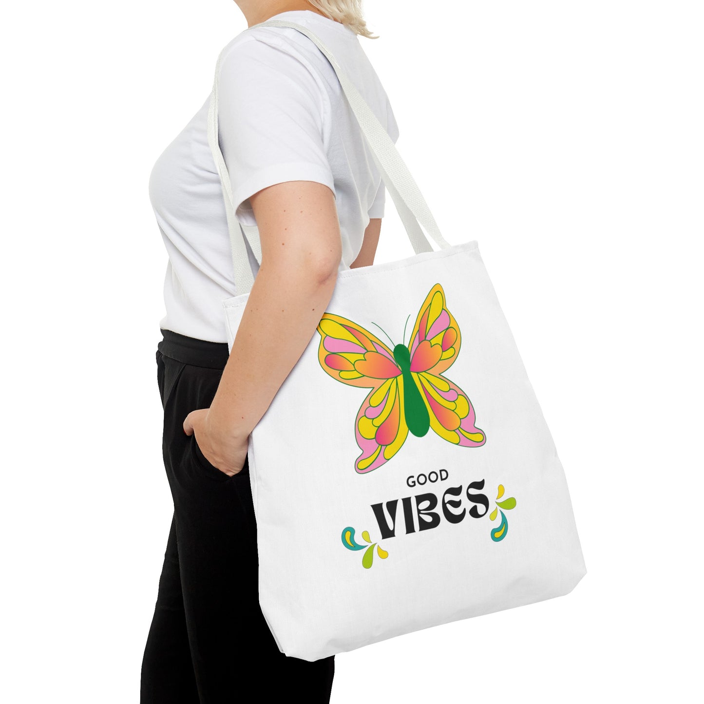 "Good Vibes" Butterfly Tote Bag - Stylish, Durable, Multiple Sizes