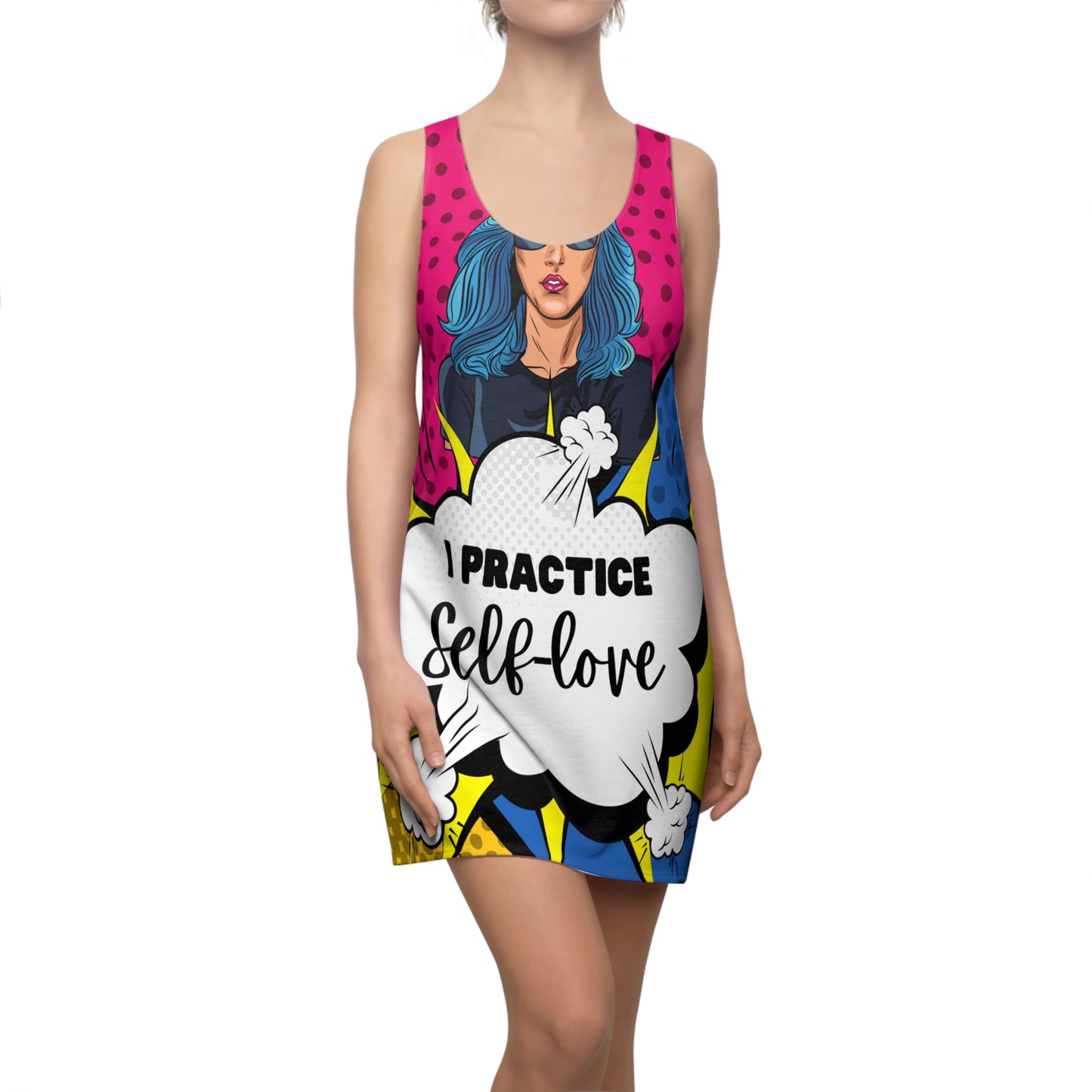 Women's "I Practice Self-Love" Cut & Sew Racerback Dress - Bold & Versatile