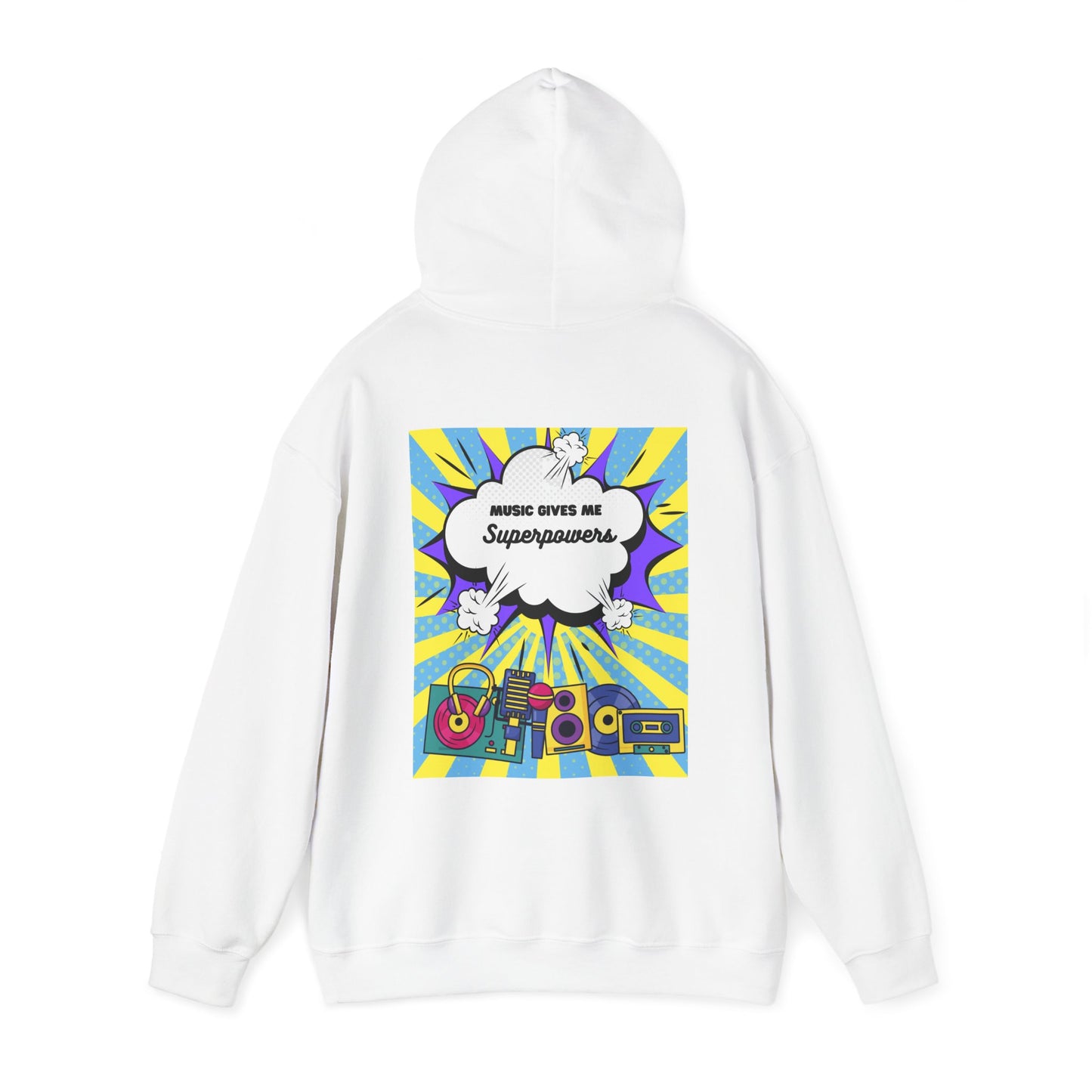 Unisex "Music Gives Me Superpowers" Heavy Blend Hoodie - Bold & Comfortable