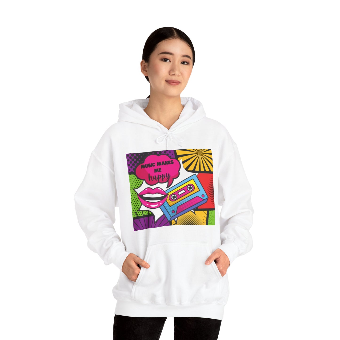 Unisex "Music Makes Me Happy" Heavy Blend Hoodie - Comfortable & Trendy