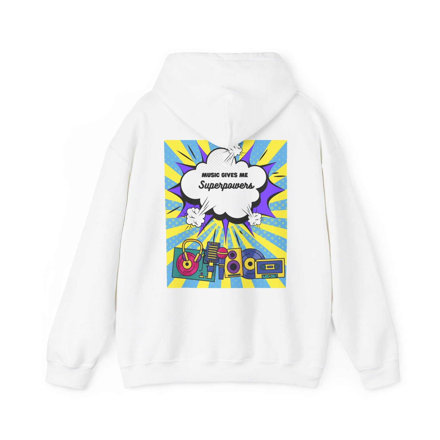 Unisex "Music Gives Me Superpowers" Heavy Blend Hoodie - Bold & Comfortable