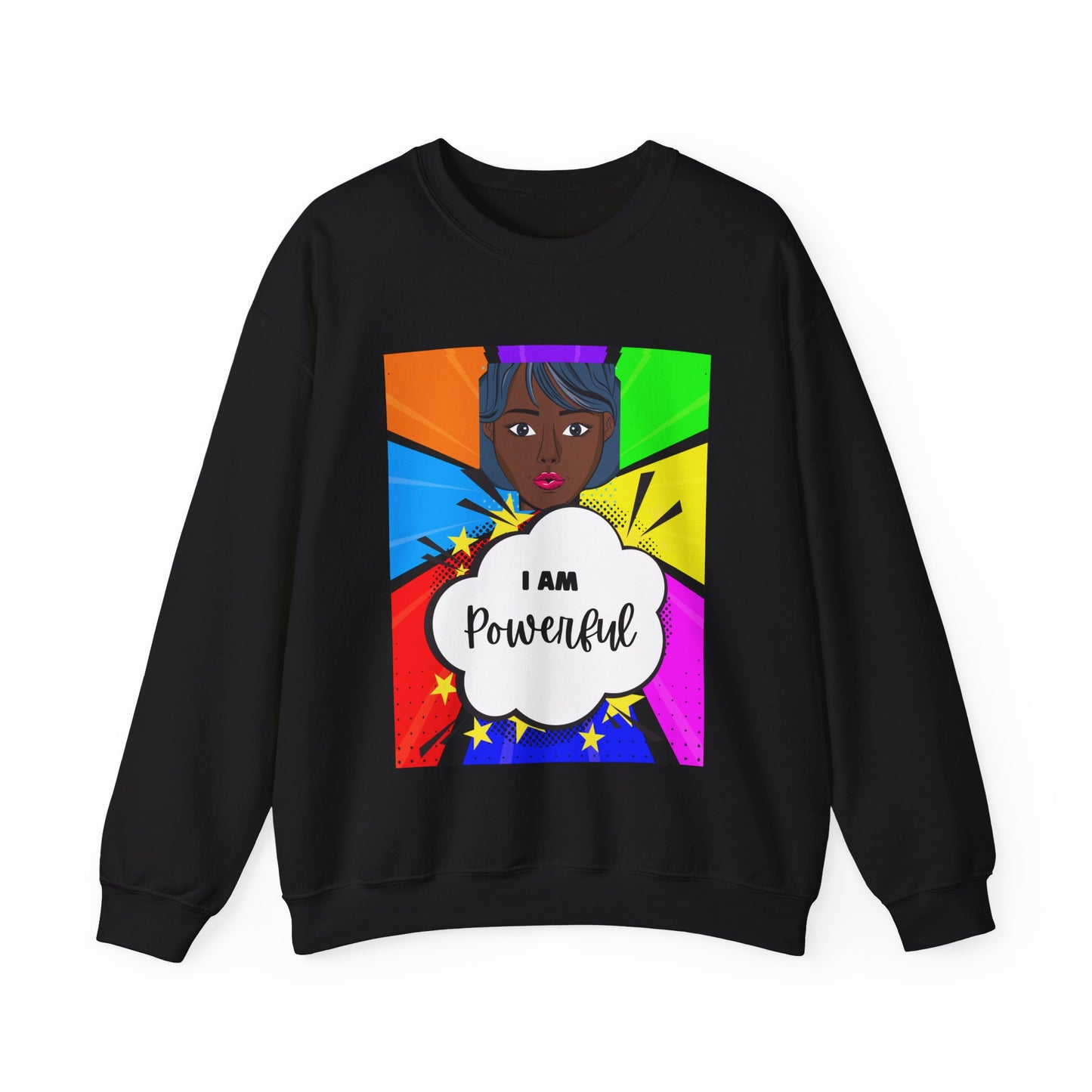 Unisex "I Am Powerful" Heavy Blend Crewneck Sweatshirt - Celebrating Strong Black Women