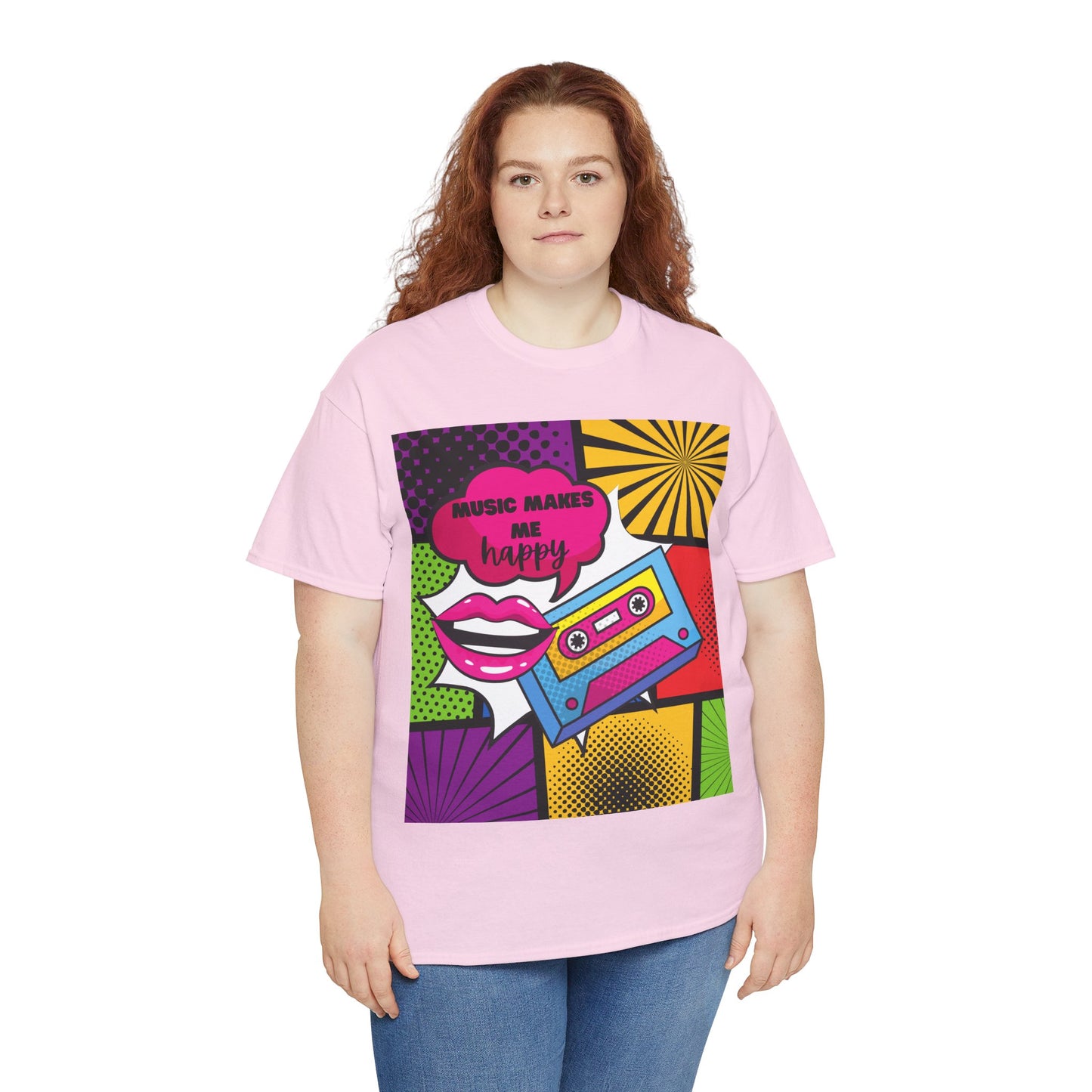 Unisex "Music Makes Me Happy" Heavy Cotton Tee - Vibrant & Comfortable