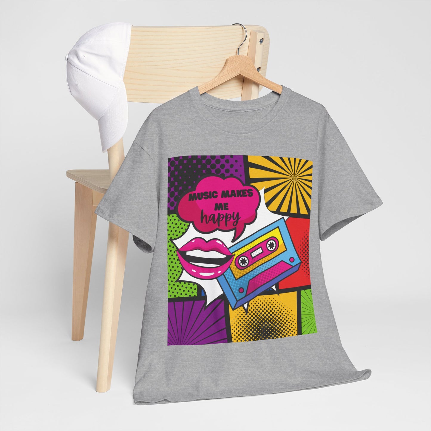 Unisex "Music Makes Me Happy" Heavy Cotton Tee - Vibrant & Comfortable