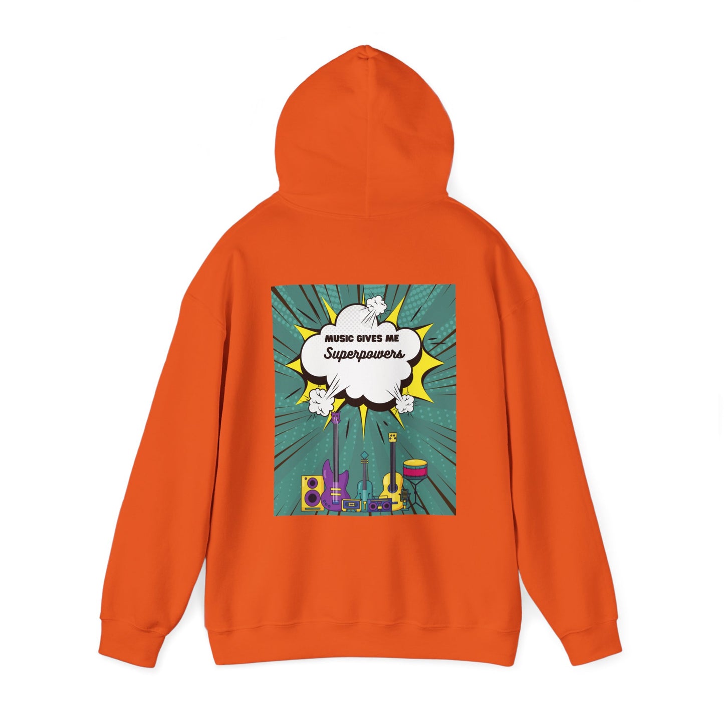 Unisex "Music Gives Me Superpowers" Heavy Blend Hoodie - Bold & Comfortable