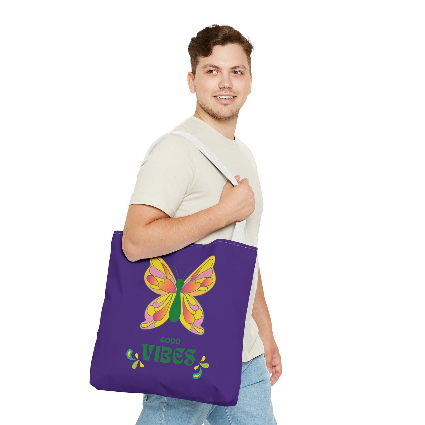 "Good Vibes" Butterfly Tote Bag - Stylish, Durable, Multiple Sizes