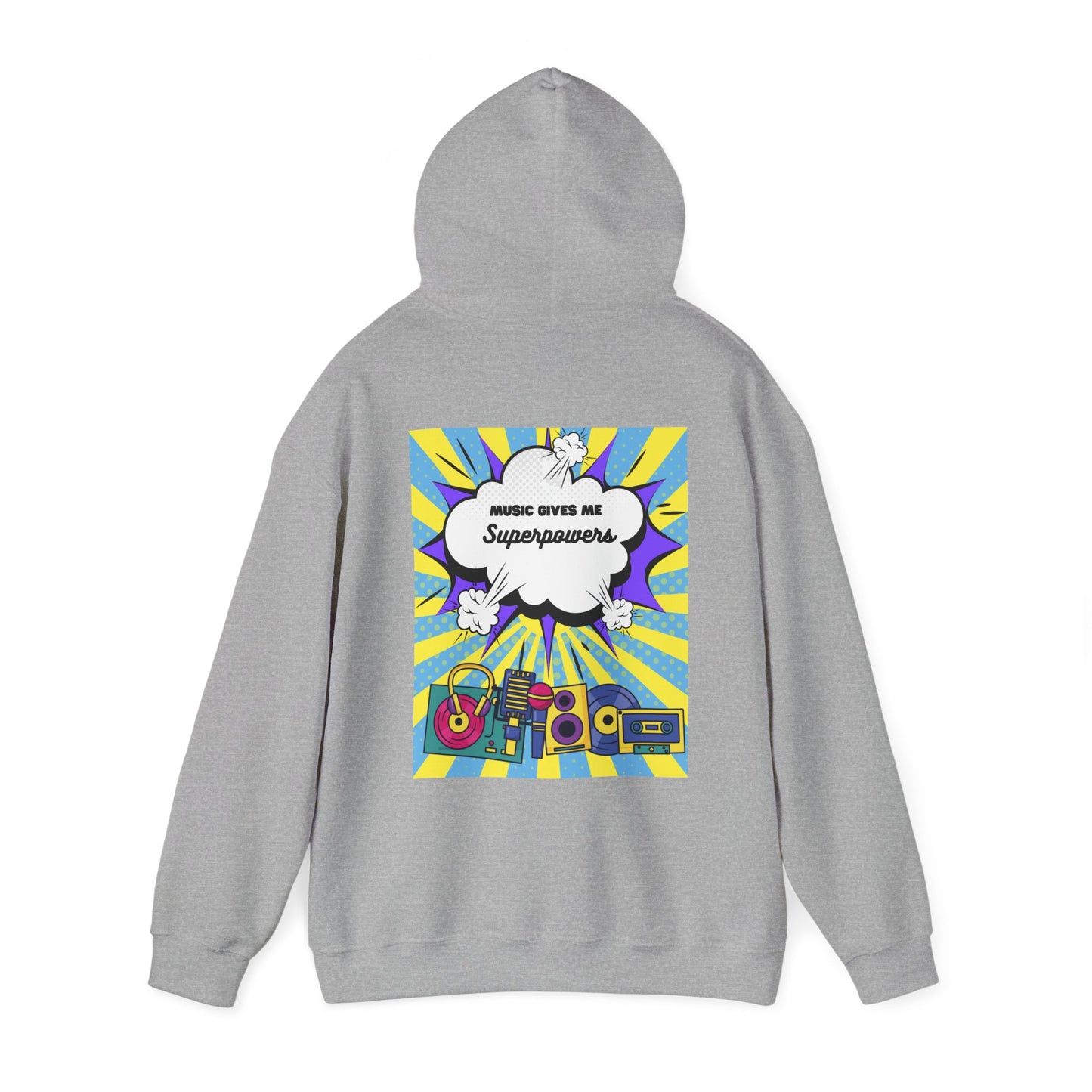 Unisex "Music Gives Me Superpowers" Heavy Blend Hoodie - Bold & Comfortable