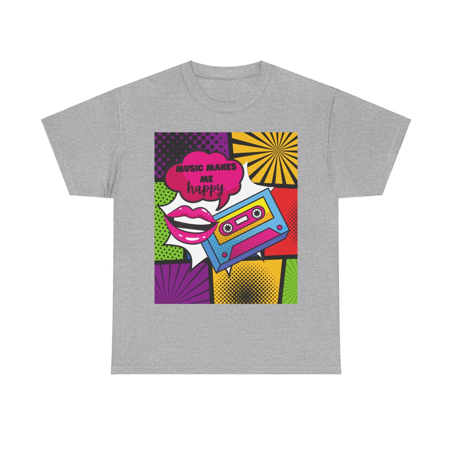 Unisex "Music Makes Me Happy" Heavy Cotton Tee - Vibrant & Comfortable