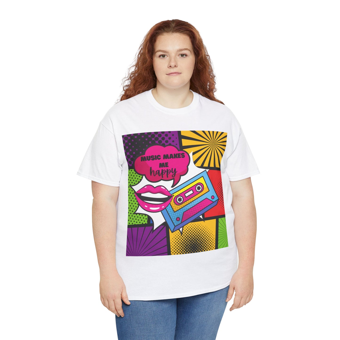 Unisex "Music Makes Me Happy" Heavy Cotton Tee - Vibrant & Comfortable