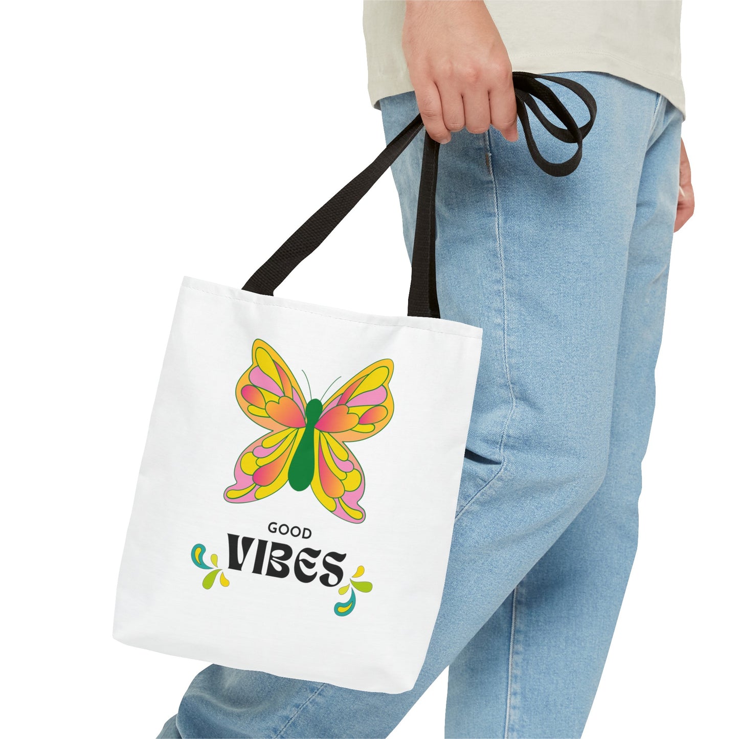 "Good Vibes" Butterfly Tote Bag - Stylish, Durable, Multiple Sizes