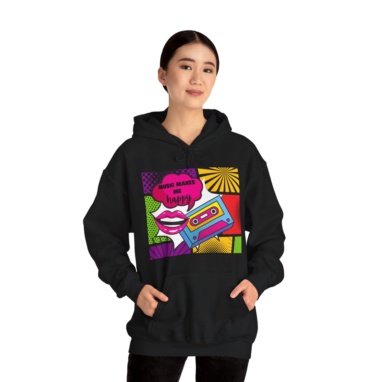 Unisex "Music Makes Me Happy" Heavy Blend Hoodie - Comfortable & Trendy