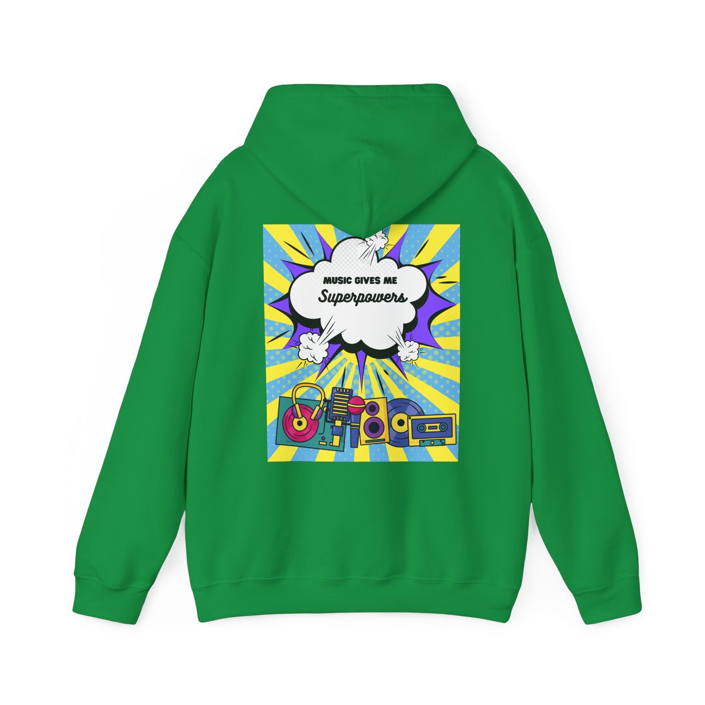 Unisex "Music Gives Me Superpowers" Heavy Blend Hoodie - Bold & Comfortable