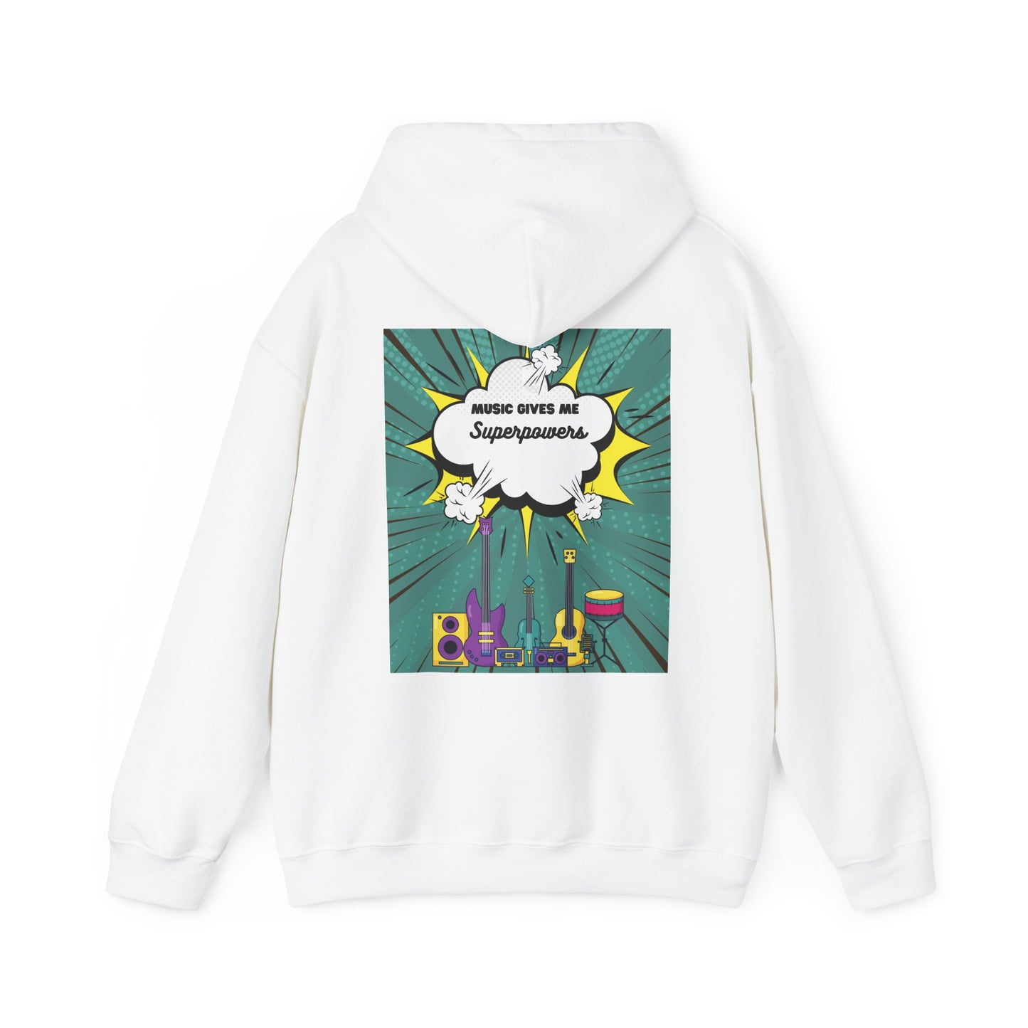 Unisex "Music Gives Me Superpowers" Heavy Blend Hoodie - Bold & Comfortable