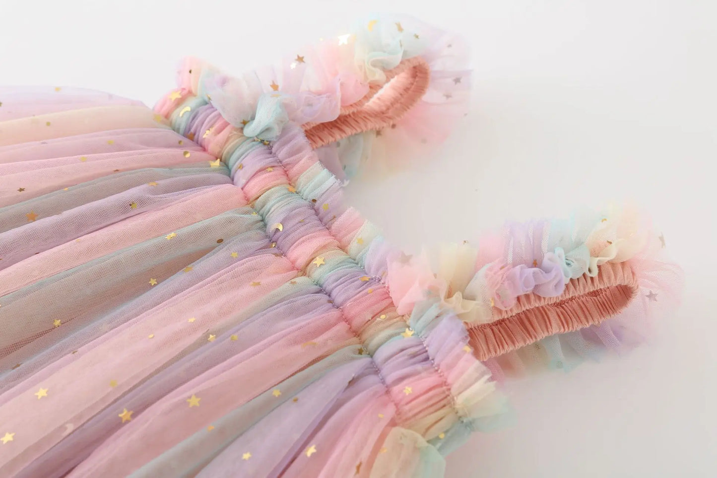 Girls' Starry Rainbow Unicorn Tulle Dress - Magical & Dreamy