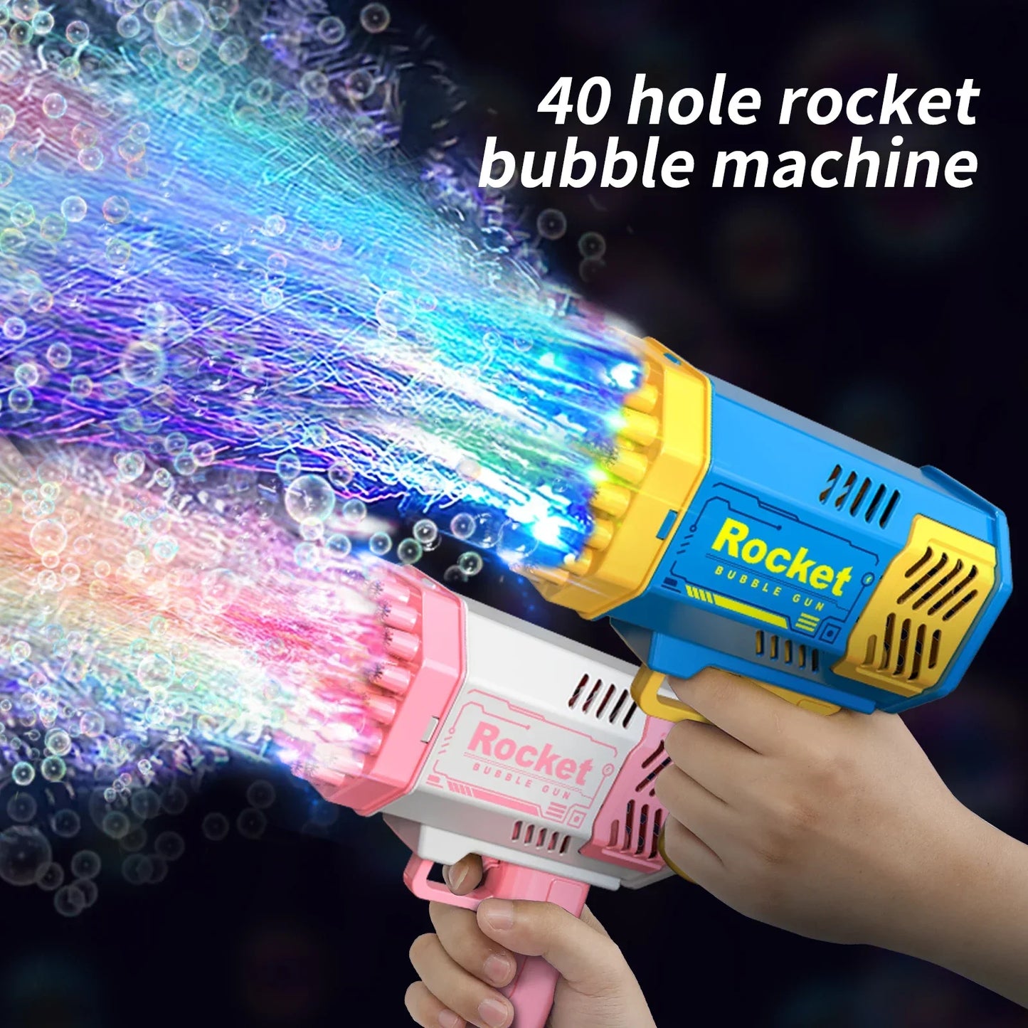 Rocket Bubble Gun with 40 Holes - Ultimate Bubble Fun