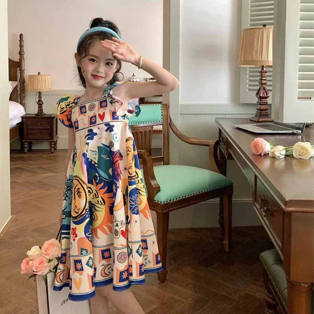 Girls' Colorful Bohemian Sundress - Playful & Stylish