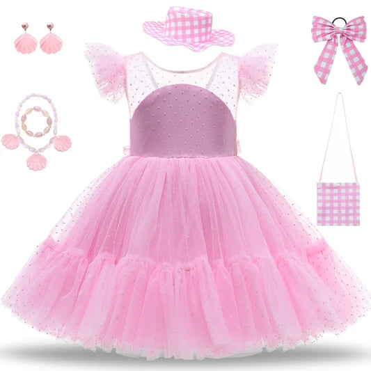 Elegant Kids Pink Tutu Princess Dress Set - Perfect for Birthdays & Formal Events