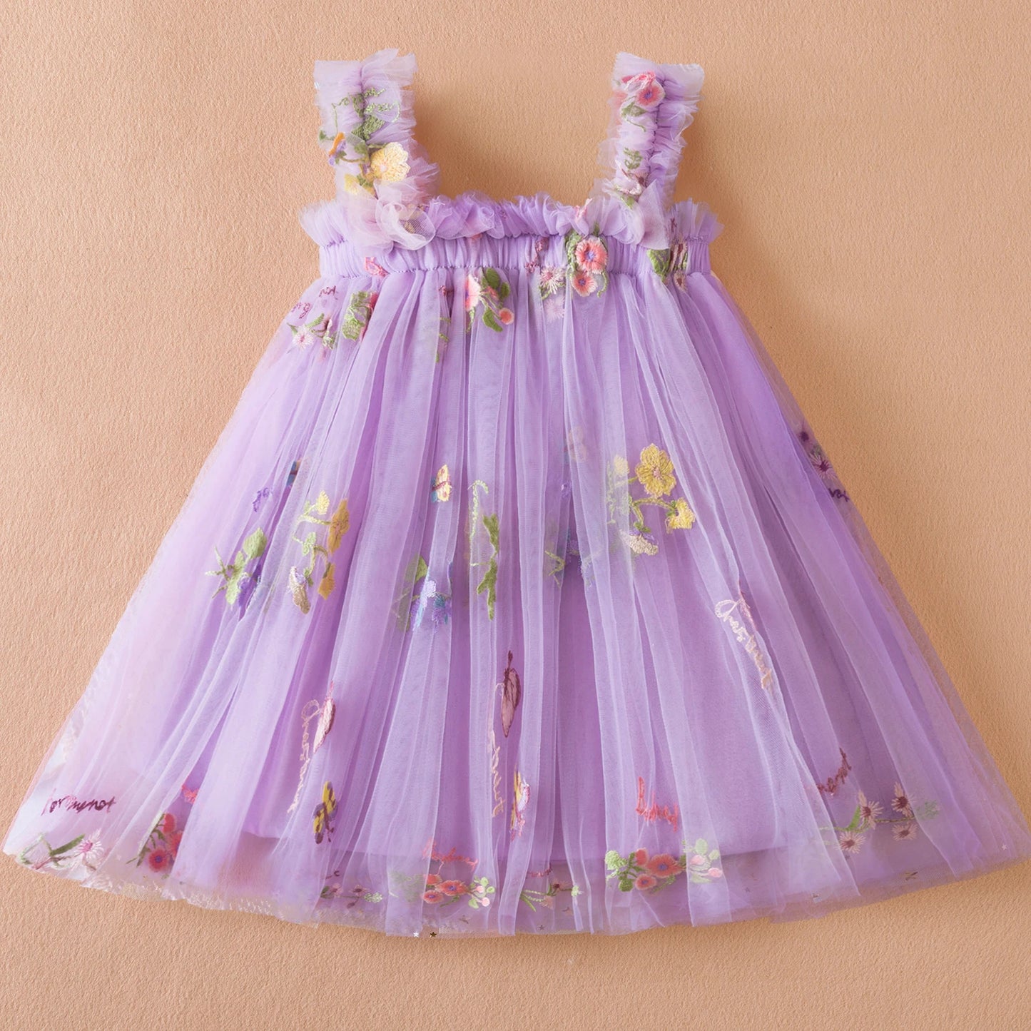 Girls' Pink Luxury 3D Butterfly Tulle Dress - Enchanting & Graceful