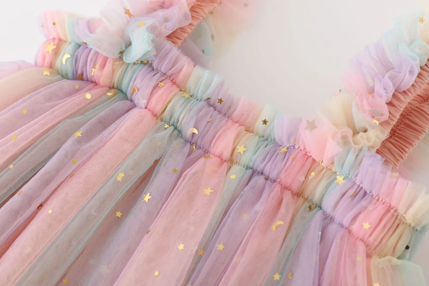 Girls' Starry Rainbow Unicorn Tulle Dress - Magical & Dreamy