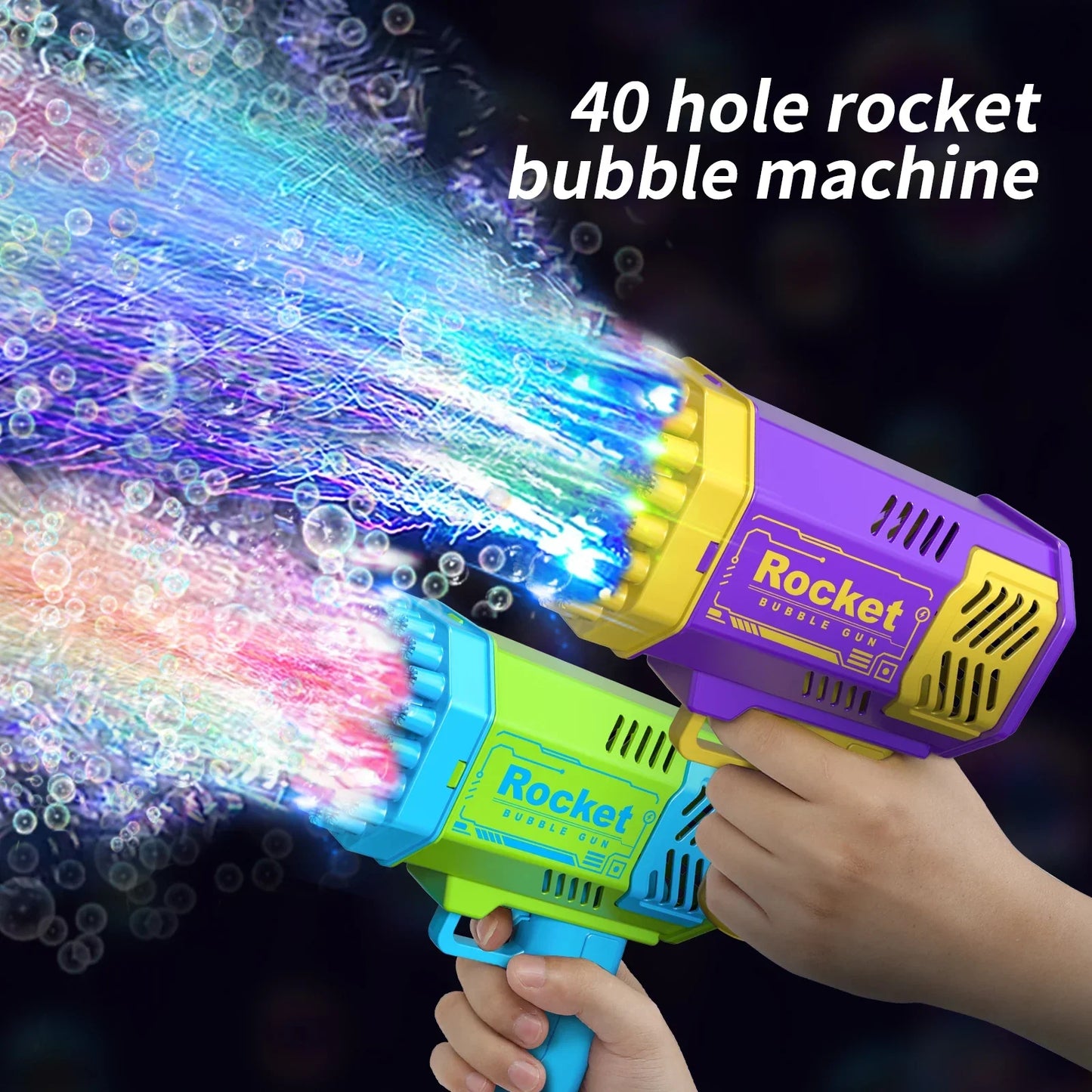 Rocket Bubble Gun with 40 Holes - Ultimate Bubble Fun